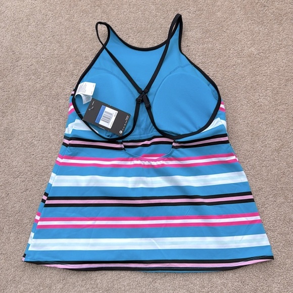 NWT Nike High Neck Racerback Multi Striped Tank Top Size XL - Picture 3 of 6